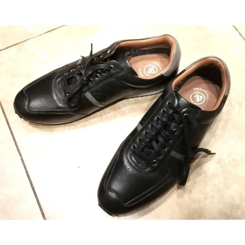 New ! Men's Black Leather Thomas & Vine Fenway Orthopedic Black Leather Shoes 11
